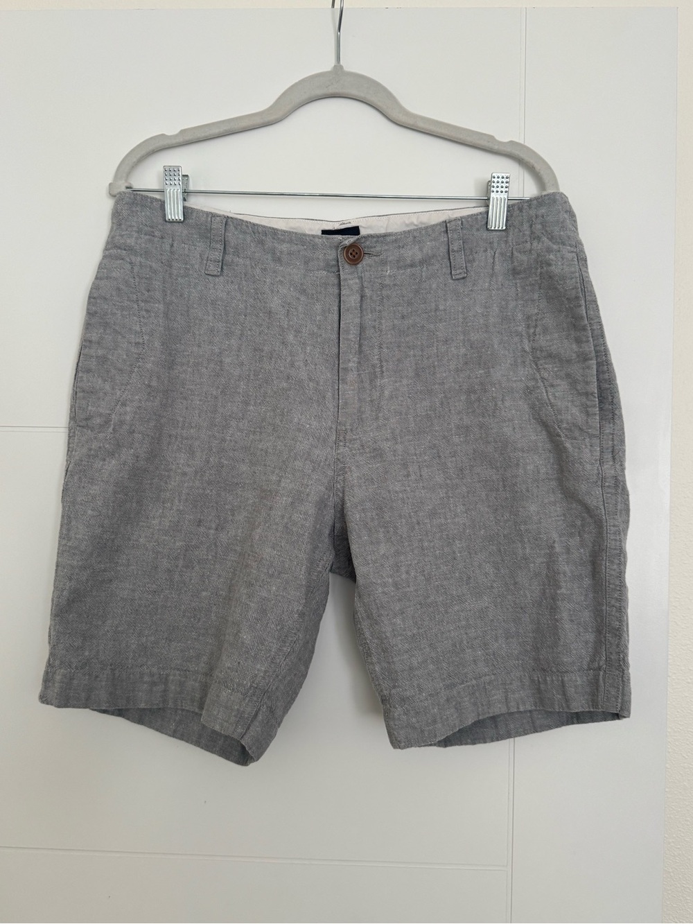 J.Crew Rivington Mens Flat Front Shorts Sz.34 /Gray Heather/Chino/linen Blend